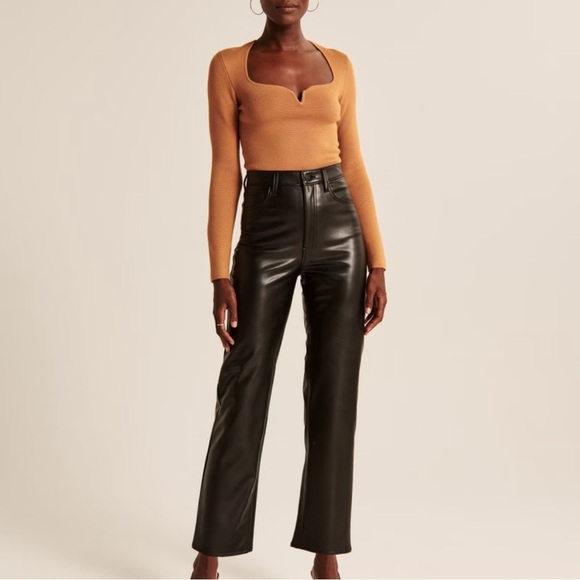 Abercrombie & Fitch Ankle Straight Straight Ultra Hi Rise Leather Pants 27/4 - Picture 1 of 11